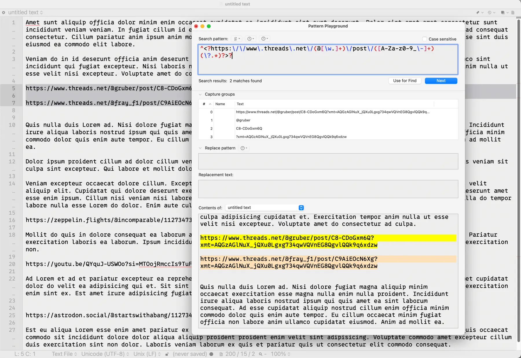 BBEdit Pattern Playground