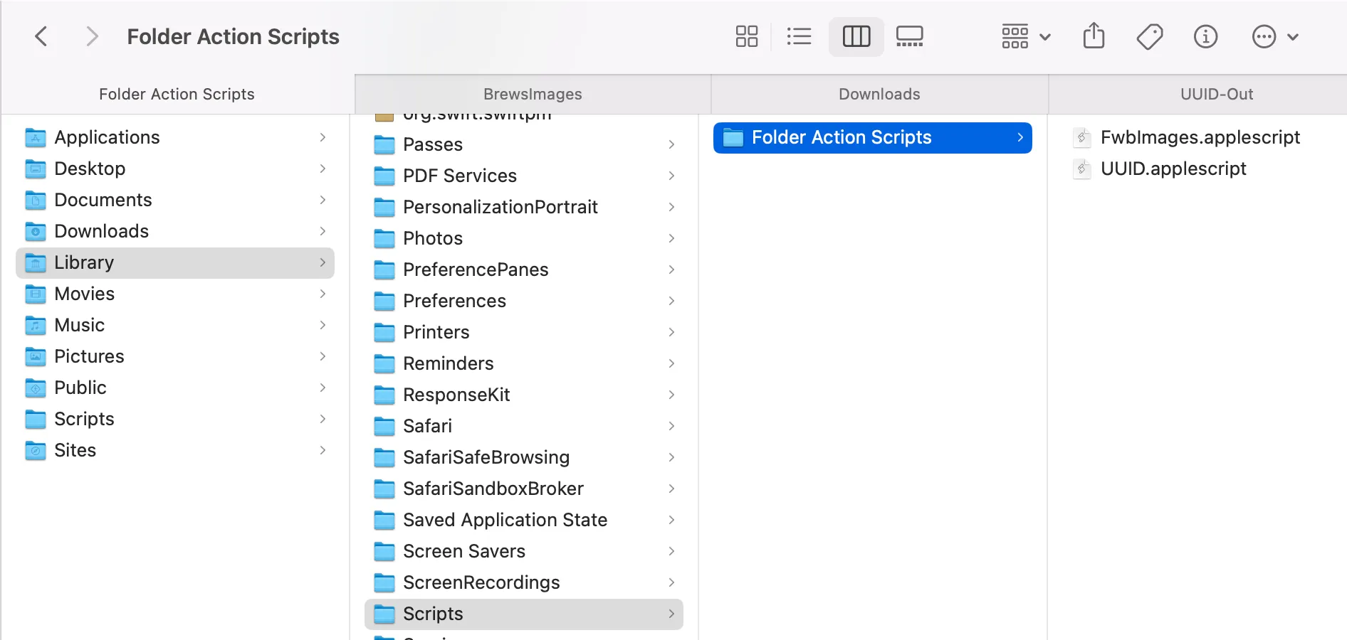Folder Action Scripts folder