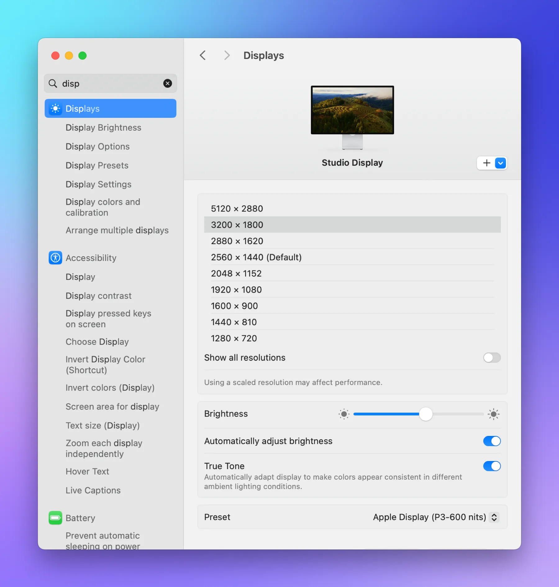 macOS Screen Resolution List