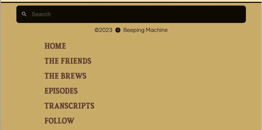 Friends with Brews responsive menu view