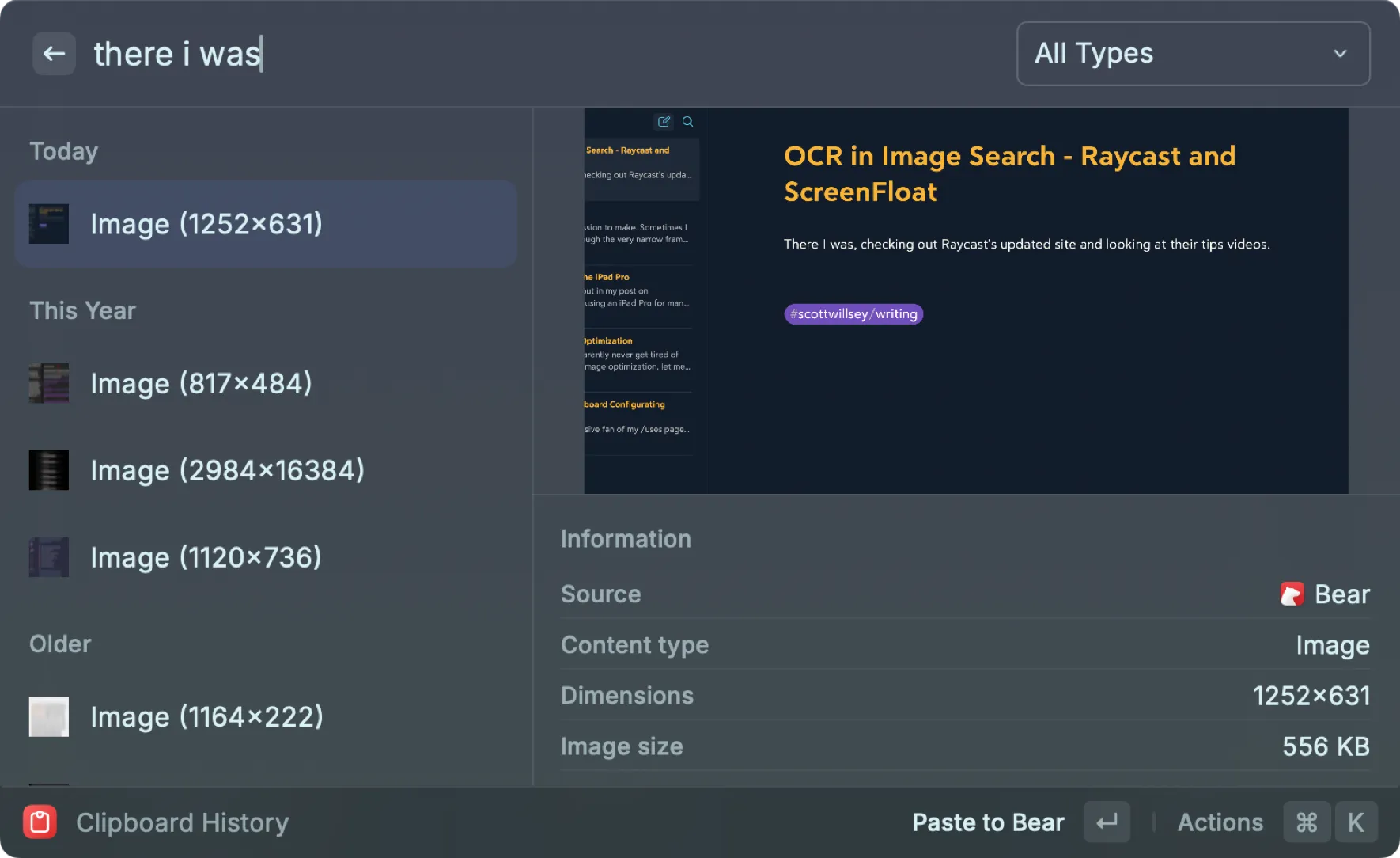 Raycast Clipboard History Image Text Recognition