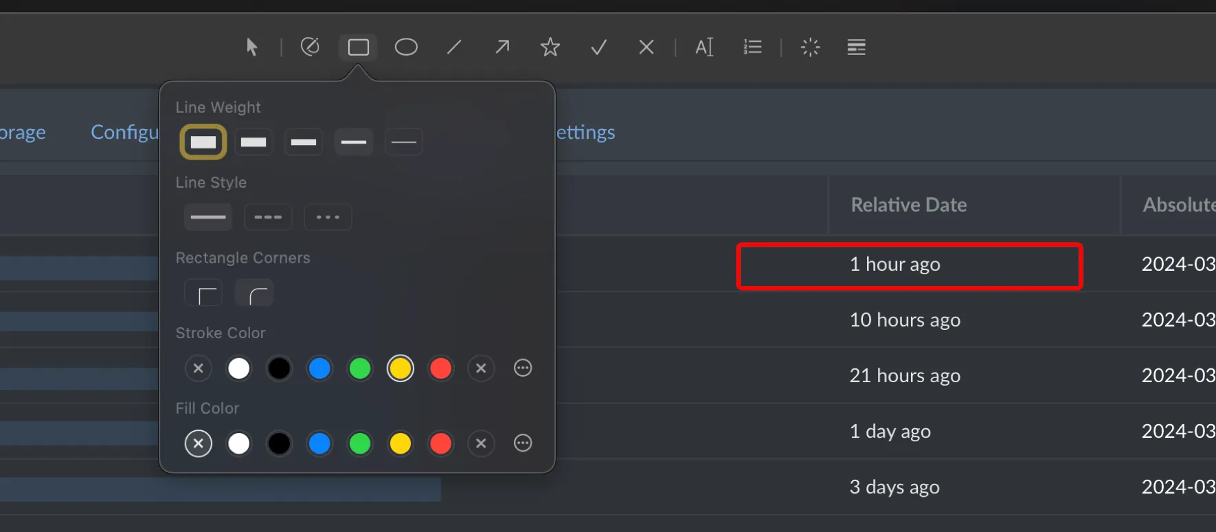 ScreenFloat Rectangle Options