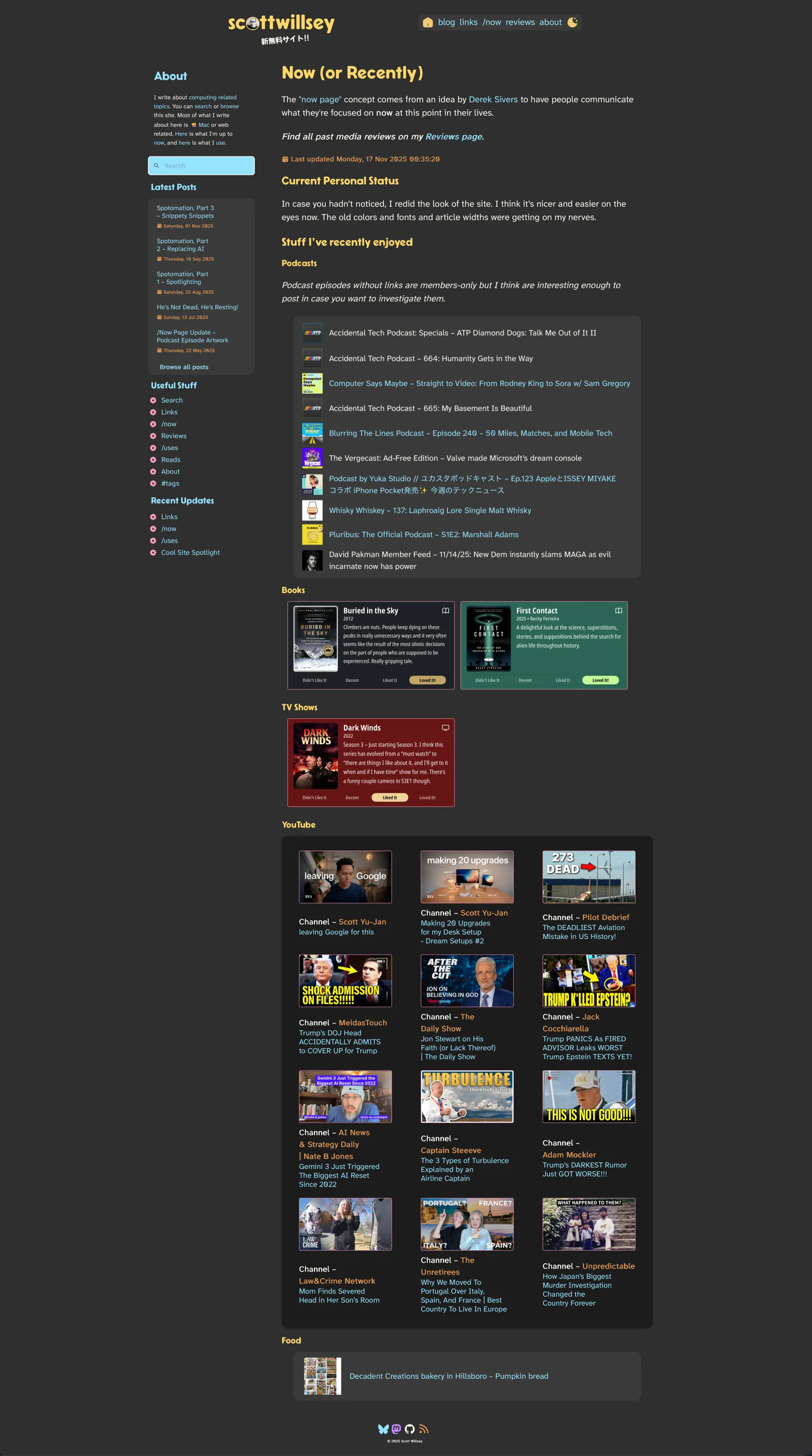 Redesigned /now Page