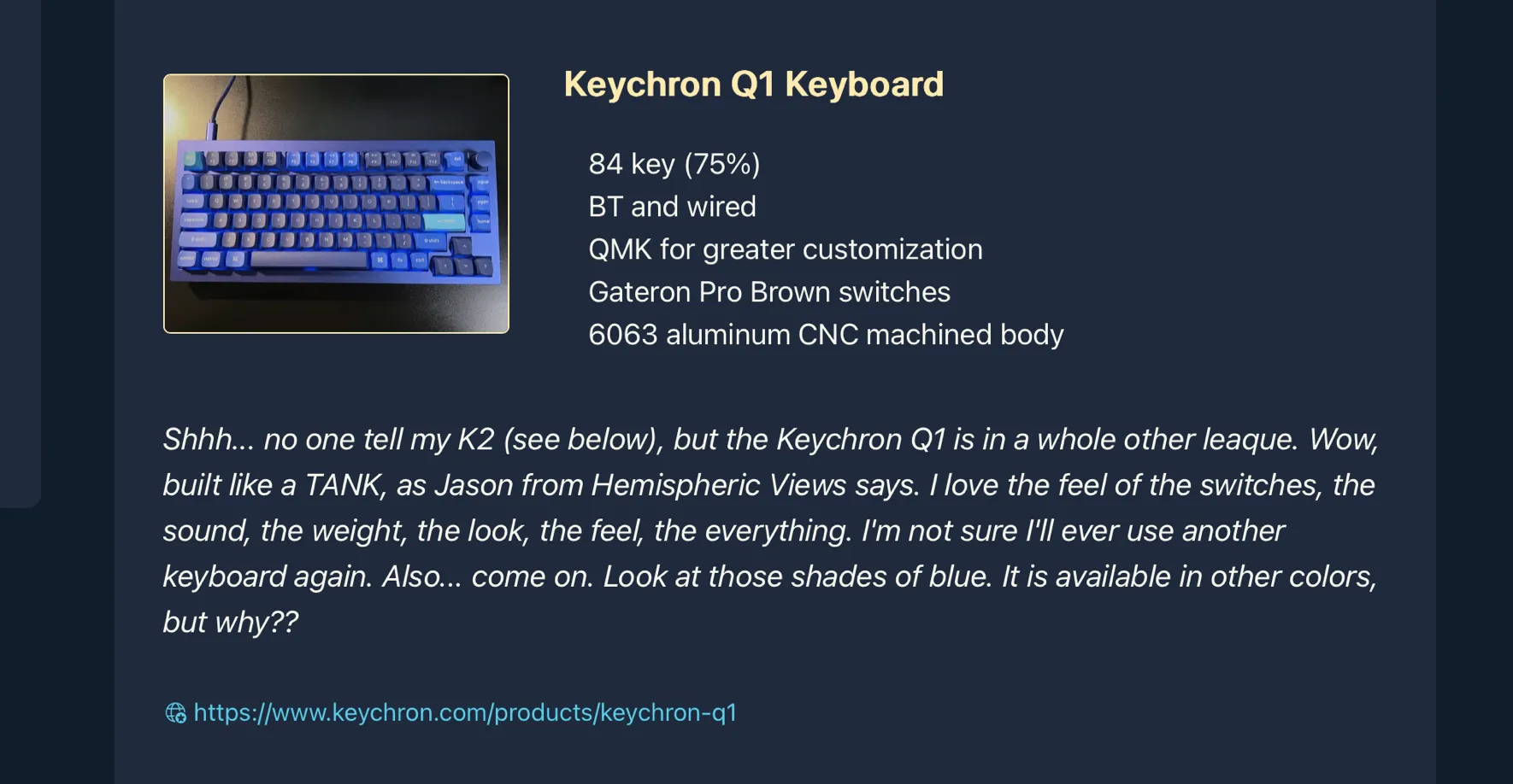 Keychron Q1 item view