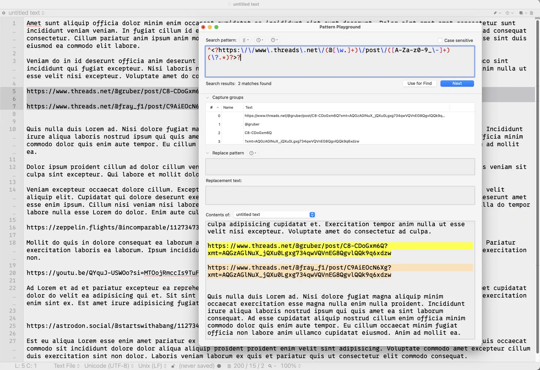 BBEdit Pattern Playground