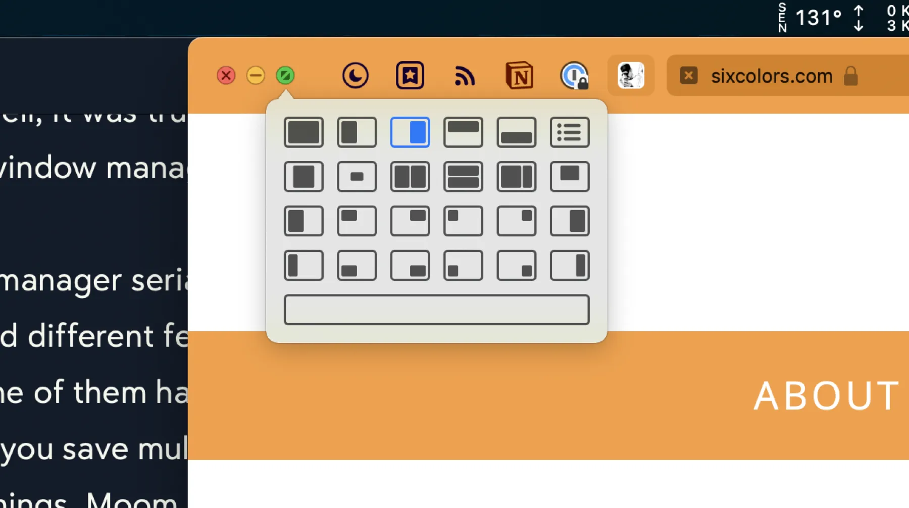 Moom Palette Menu