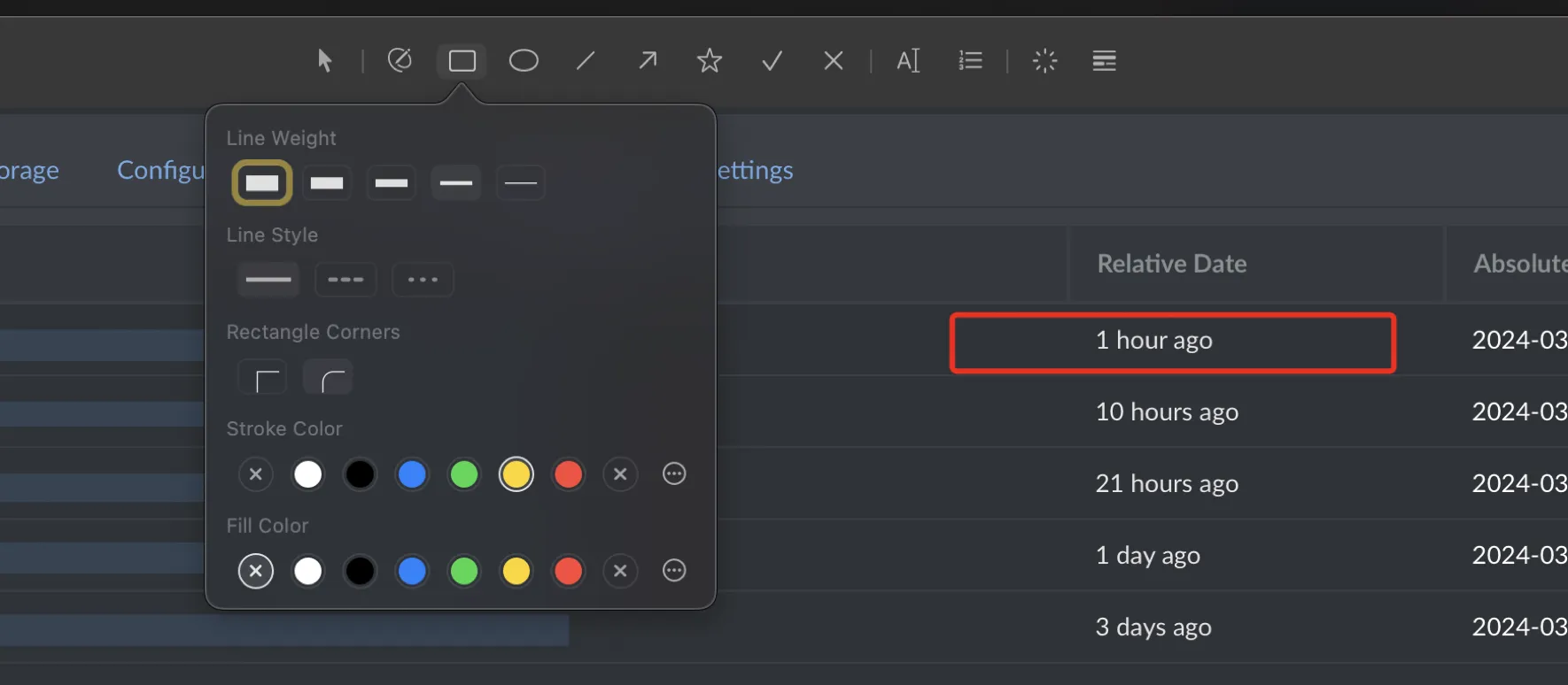 ScreenFloat Rectangle Options