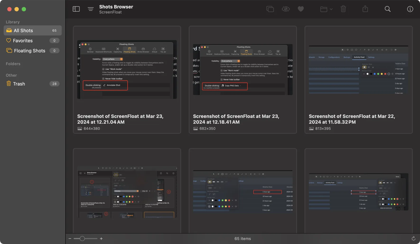 ScreenFloat Shots Browser